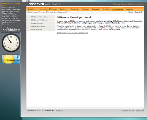 Flyout displayed when the user clicks the gadget