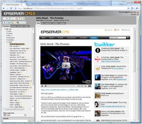 Uk top 40 and twitter in EPiServer CMS