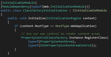 Custom content area rendering