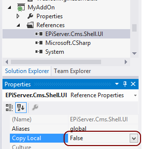 CopyLocal should be set to false CopyLocal should be set to false