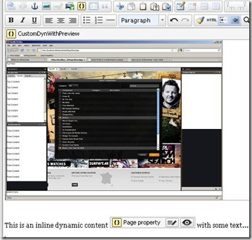 Screen shot with one block dynamic content with an image and an inline dynamic content